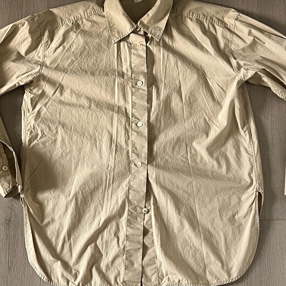 Arket Tan Blouse with Relaxed Fit and Textured Fabric